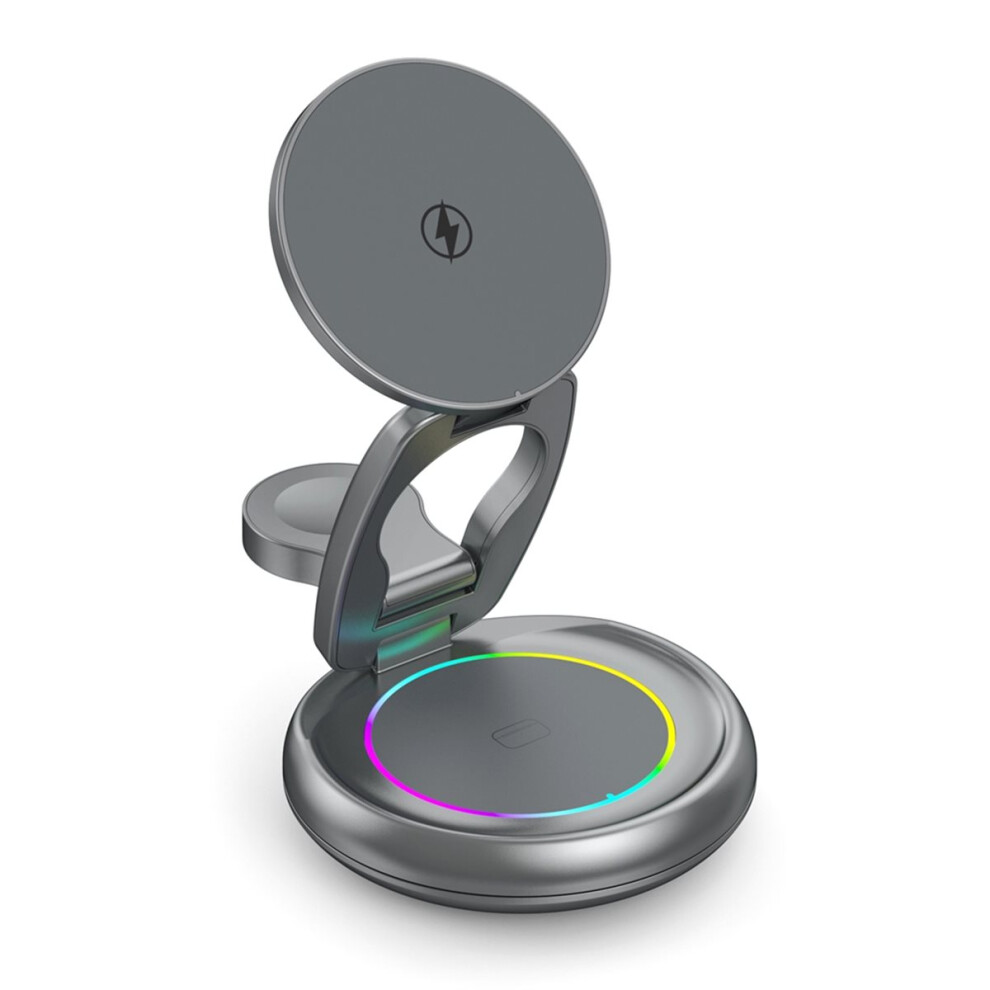 15W Wireless Charger Station For Phone/Smart Watch/Earphone With Magnetic 360 Rotating Foldable 4854128952552
