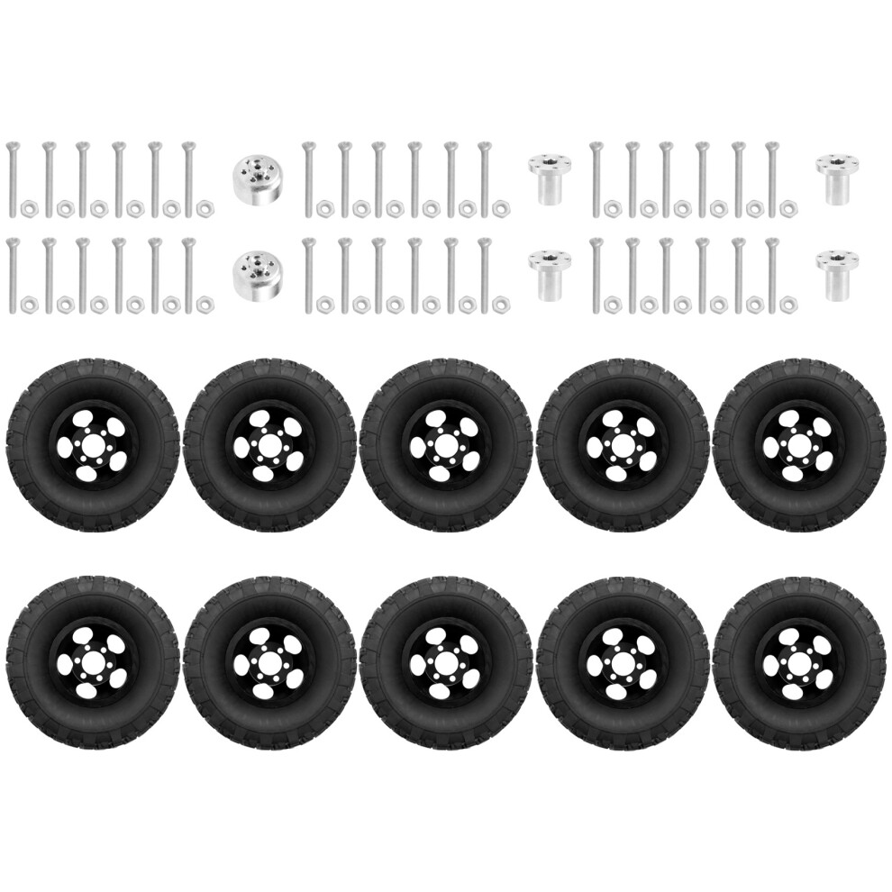Double Wheel Metal Rim With Rubber Tire Tyre For Wpl B16 B36 Jjrc Q60 Q63 Q64 6Wd 6X6 Rc Truck, Black 4854128950312