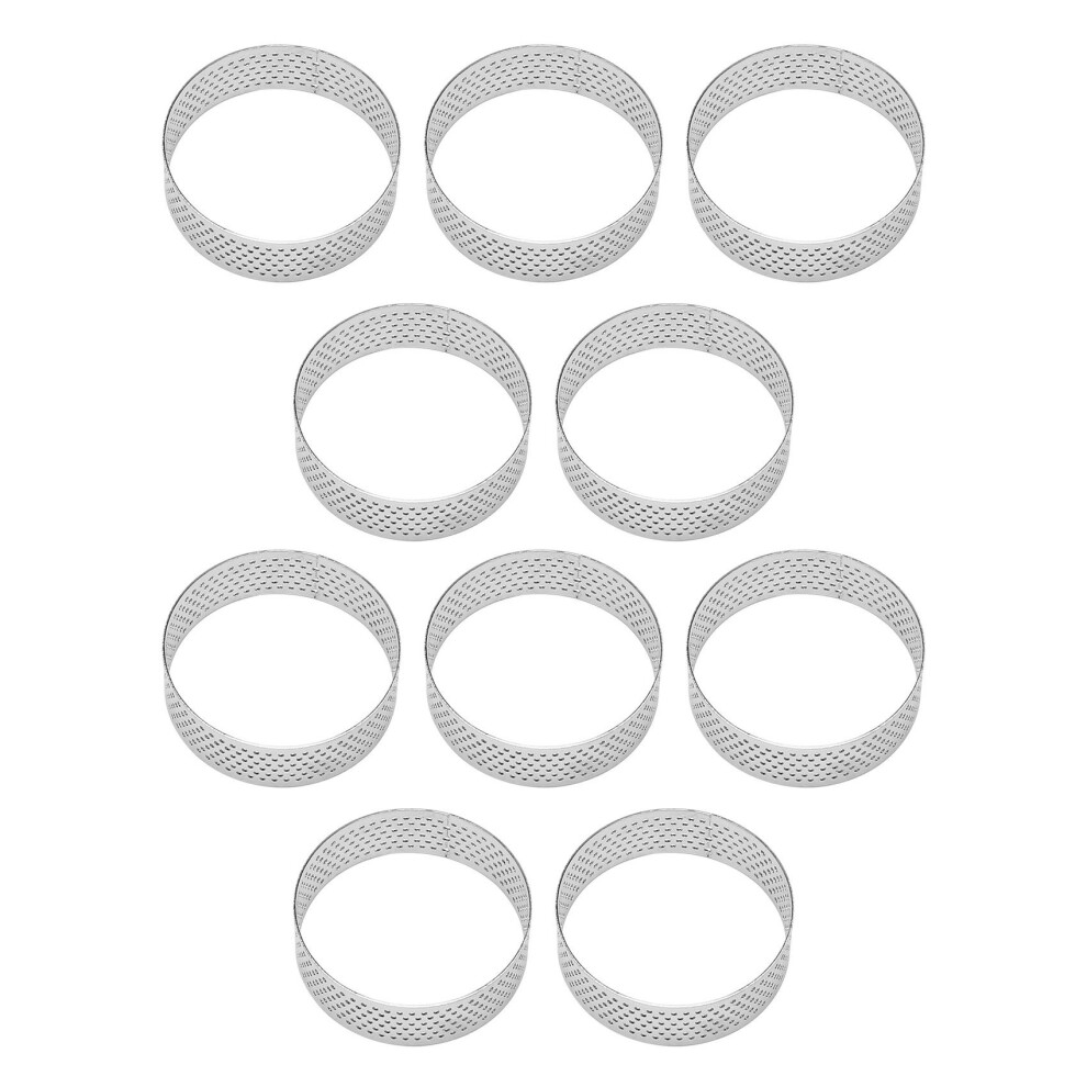 10Pcs 6Cm Circular Tart Ring Dessert Stainless Steel Perforation Fruit Pie Quiche Cake Mousse Mold Kitchen Baking Mould 4854128949644