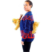 (M,Bear)3d T-rex Red And Green Adult Jumper Ugly Christmas Sweater