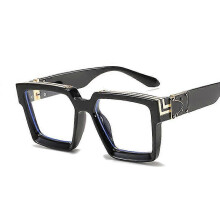 (Black Trans)Fashion Square Men Sunglasses Brand Designer Plastic Frame Sun Glasses Shades For Women Black Silver Mirror Oculos De Sol Tw