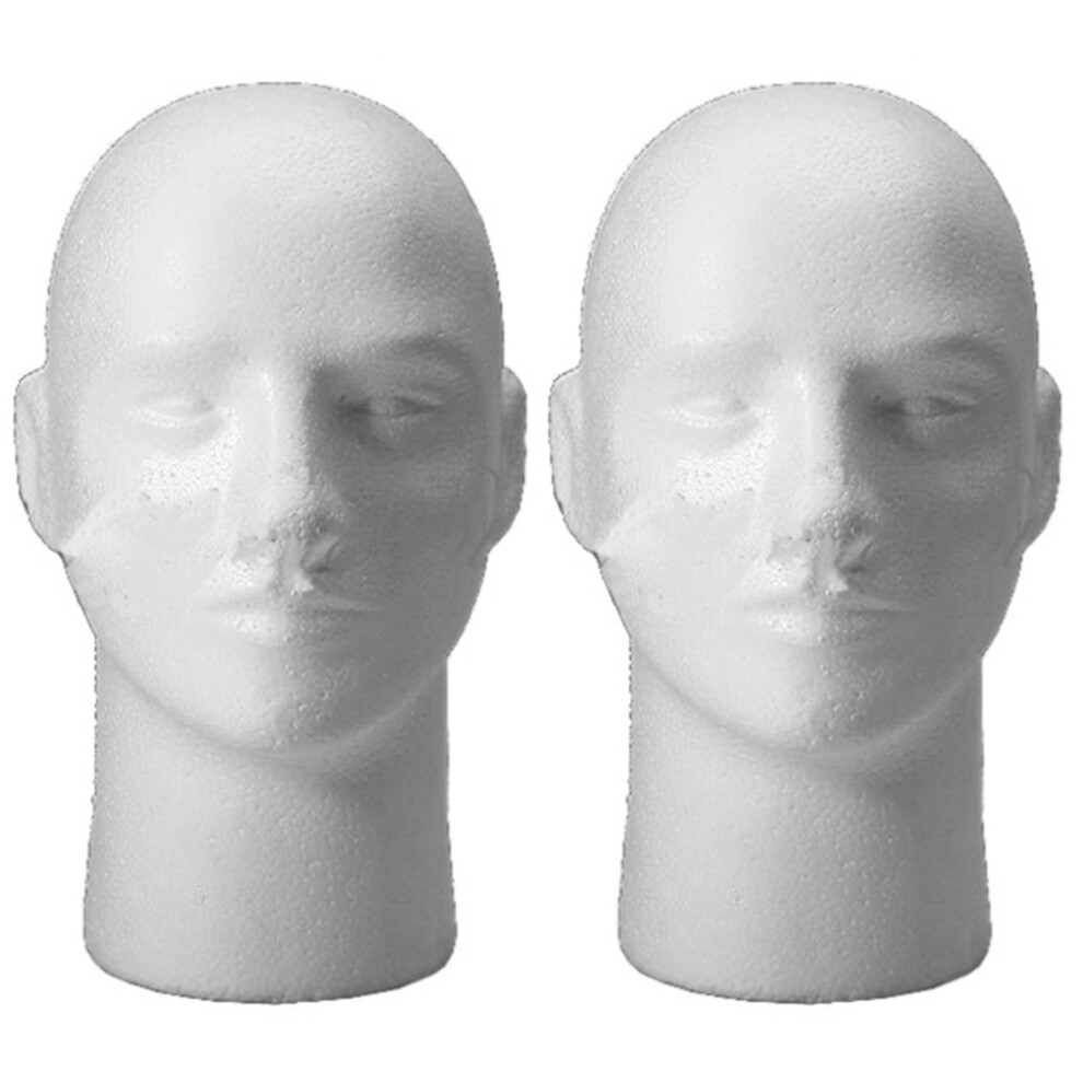 2X Male Female Foam Styrofoam Mannequin Manikin Head Stand Model Wig Hat Display, 2 White