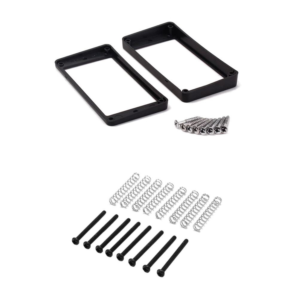 8 Pcs M2.5x32mm Electric Guitar Humbucker Pickups Screw And Spring & 2Pcs Curved Frame Rings Black 4854128950053