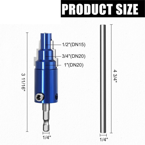 1Pack Broken Pipe Extractor Tool for 1/2", 3/4", 1",Broken Valve Extractor Tool with 40CRV Steel Hex Shank 2