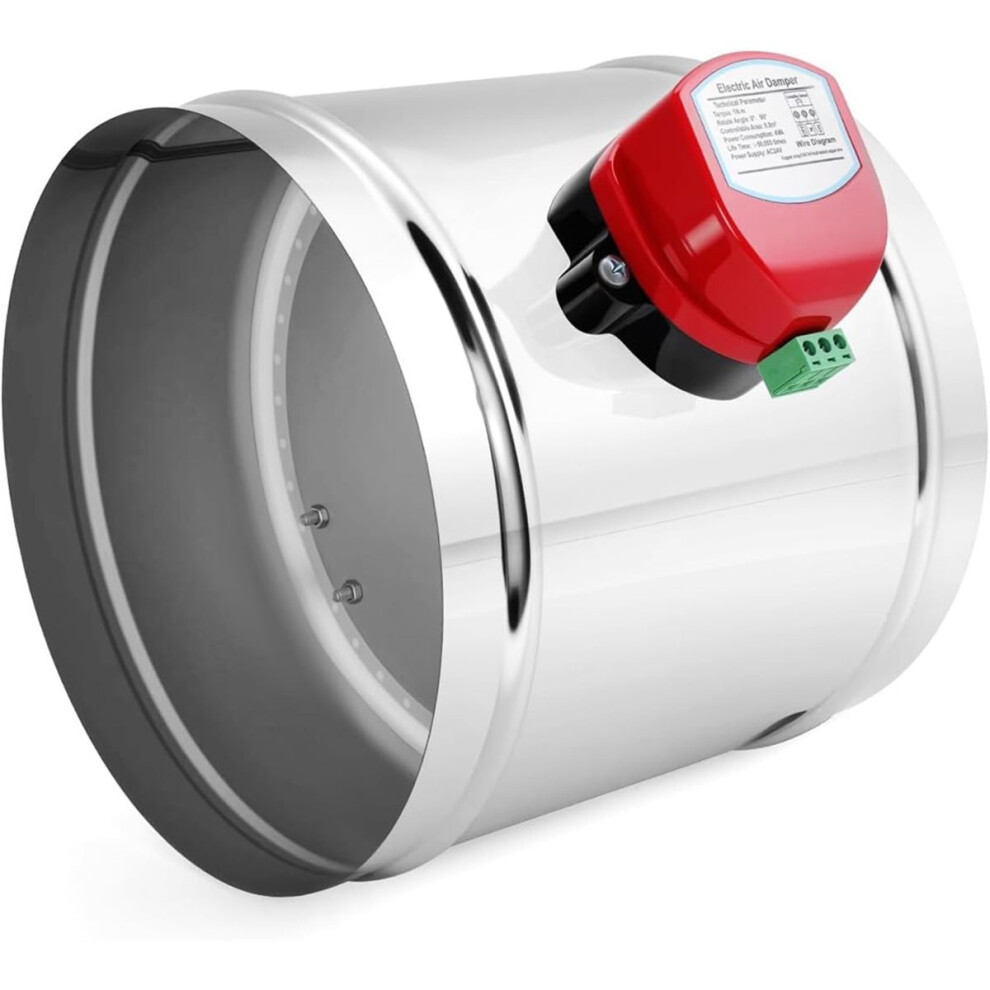 8" Motorized Duct Damper,Adjustable Volume Damper, Backdraft Damper Airflow Control For Hvac Ventilation System,Ac 24V 4854128989794