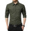 (S,Army Green)Mens Casual Solid Cotton Slim Fit Shirt Tw 1