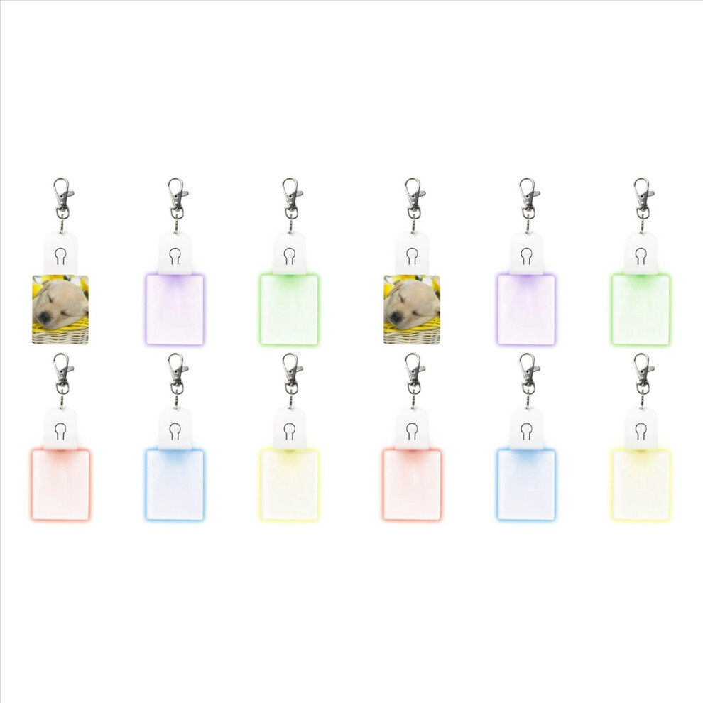 12 Pcs Sublimation Blank Keychains Heat Transfer Printing Led Acrylic Keychains Lighted Keyrings Pendant, Rectangular 4854128944762