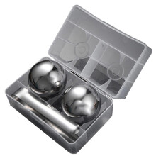 Stainless Steel Spheres, Set of 2 Round Reusable Metal Whiskey Stones with Store Box and Clip