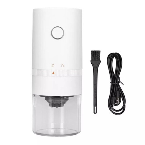 Electric Coffee Grinder, USB Charging, Ceramic Burr, Portable Automatic Machine White