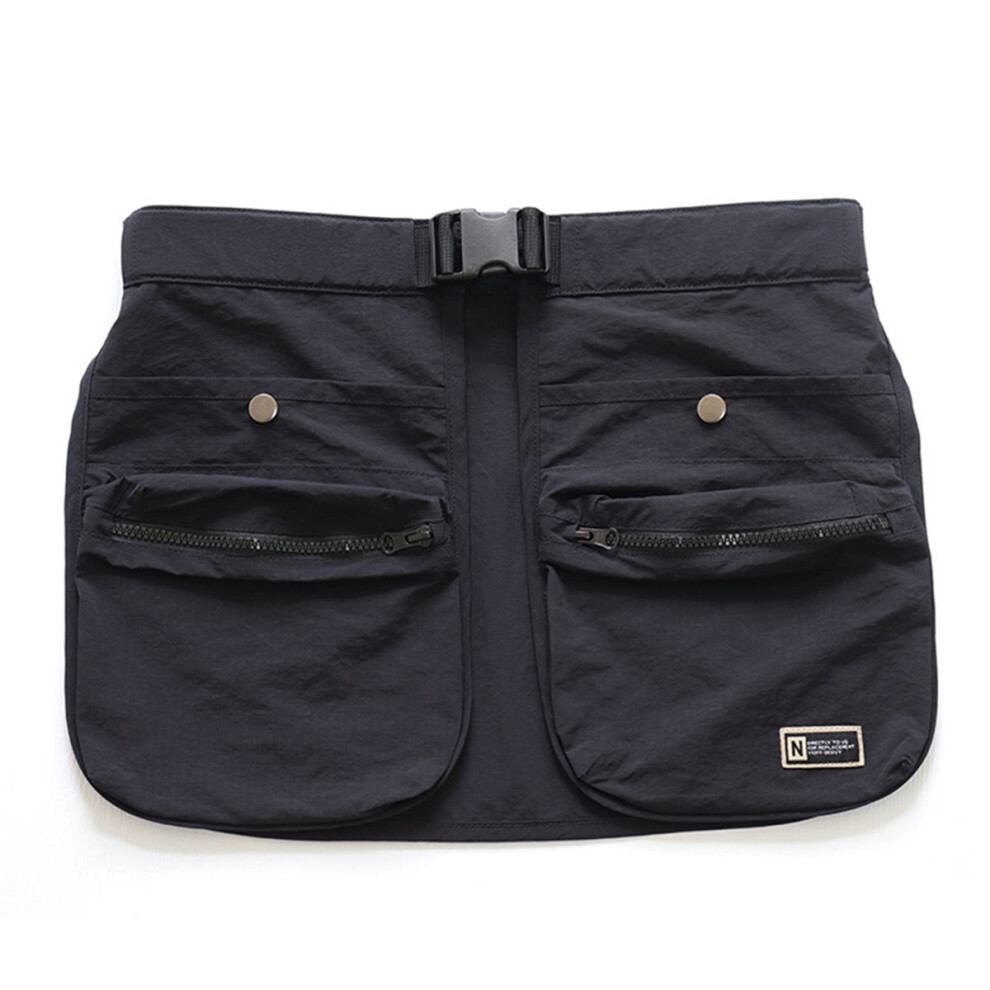 Waterproof Multi-Pocket Half Apron Makeup Artist Hairdresser Outdoor Running Waist Apron Black 4854128980173