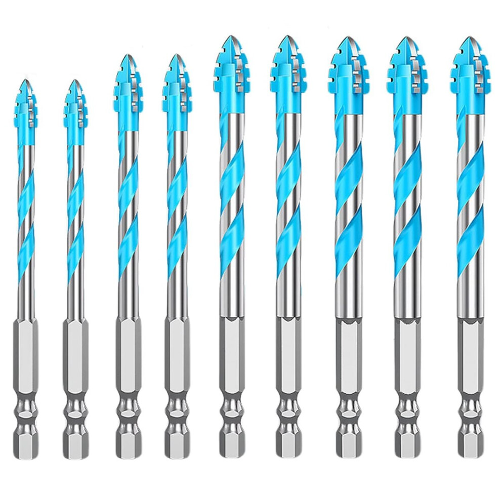 9Pcs 4 Blade Serrated Eccentric Drill Bits, Hard-Wearing/High-Hardness Twist Drill For Concrete/Tile 4854128970464