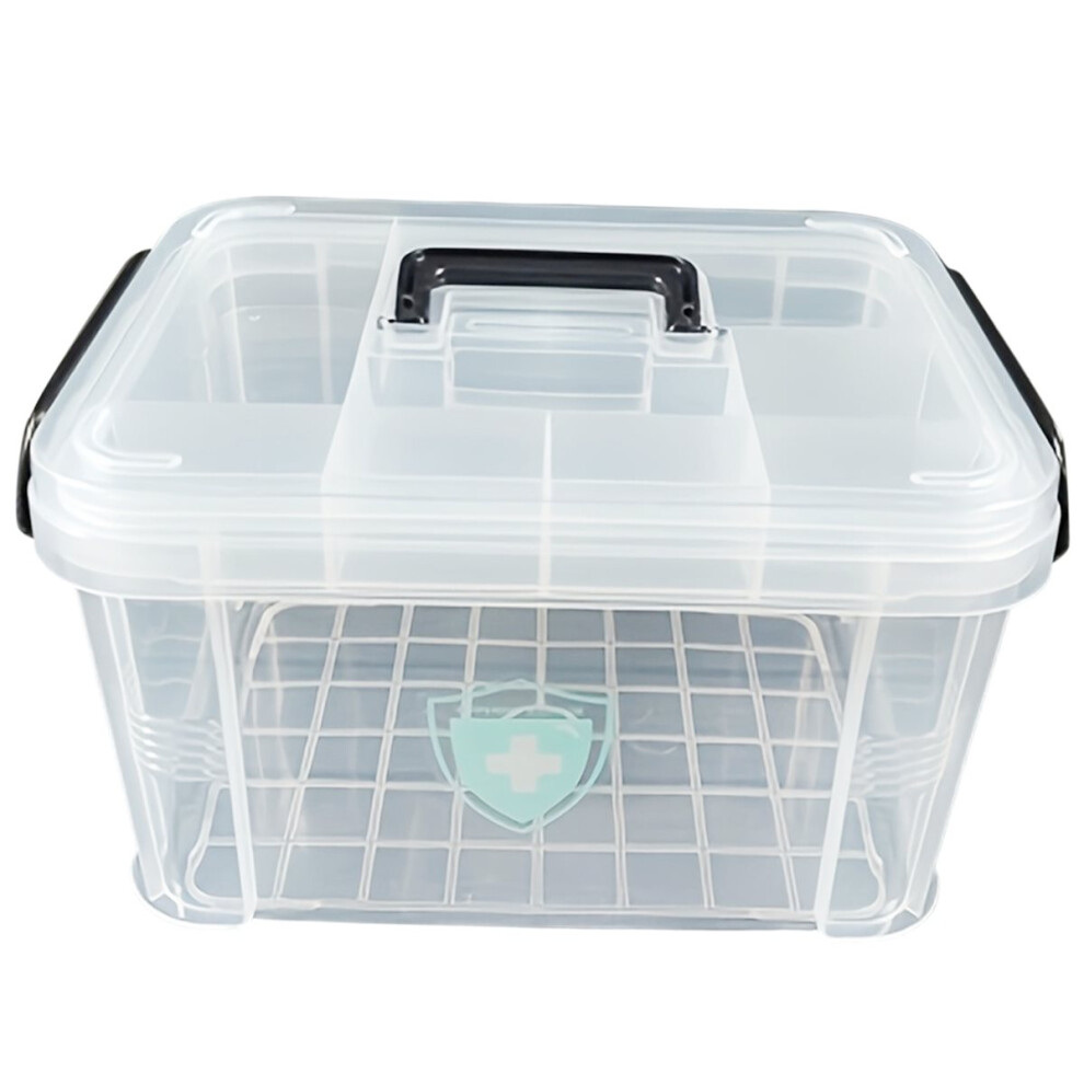 Large Capacity Double-Layer Medicine Organizer Box - Waterproof, Transparent Storage for Home & Travel