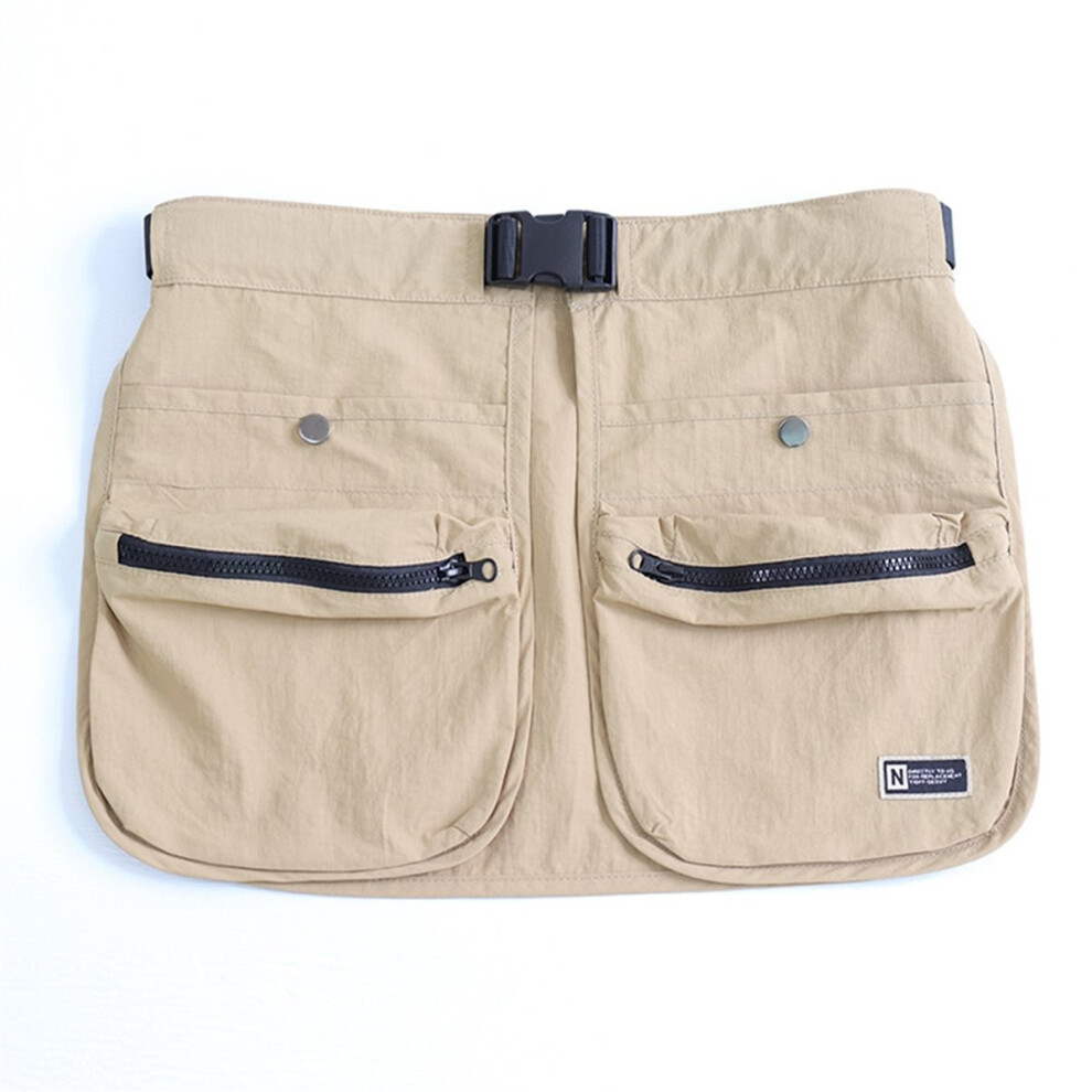 Waterproof Multi-Pocket Half Apron Makeup Artist Hairdresser Outdoor Running Waist Apron Khaki 4854128980166