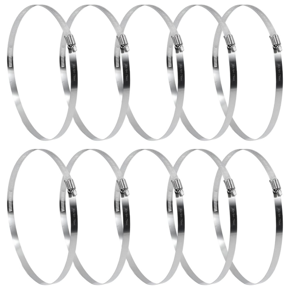 8 Inch Stainless Steel Hose Clamps, Worm Gear Duct Clamps Adjustable 194-216Mm - Pack Of 10 4854128981309