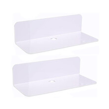 White Floating Shelves Wall Mounted Set of 2 - Easily Expand Wall Space - Acrylic Hanging Shelves for Bedroom Bathroom