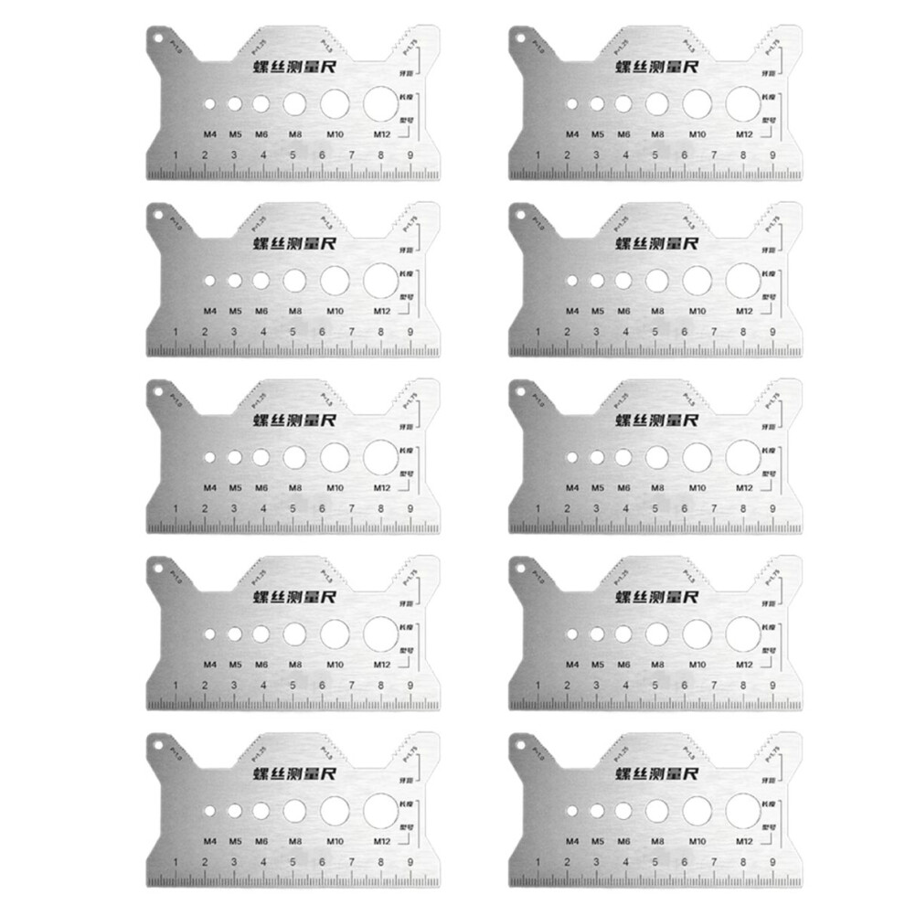 10Pcs Screw Measurement Ruler Stainless Steel Caliper Metric Gauge Tool For Measuring Screw Pitch 4854128994224