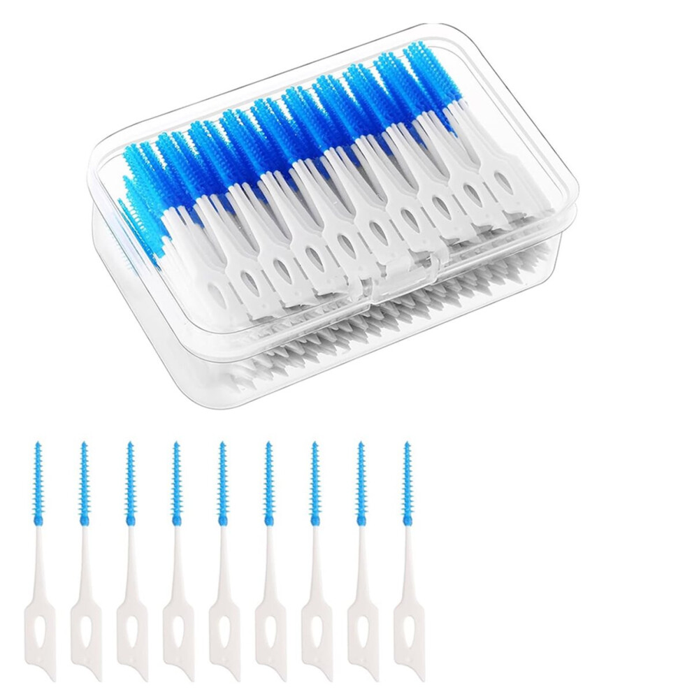 Blue 220Pcs Interdental Brushes Silicone Dental Floss Picks Dental Brushes Dental Picks For Teeth Cleaning