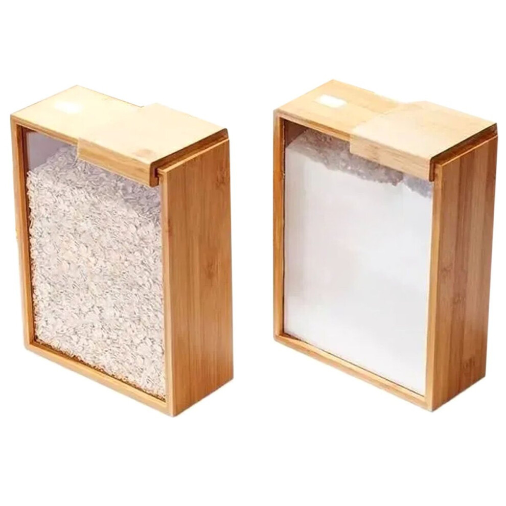 Bamboo Food Dispenser 3L Kitchen Organizer Food Storage Container Cereal Dispenser For Pantry Organizer Organization2pc 4854128974561
