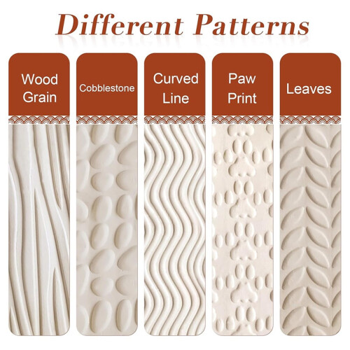 Wooden Texture Mud Pressed Roller Pattern Roller Rod Embossed Polymer Clay Rolling Pin Ceramic Pottery Art 1