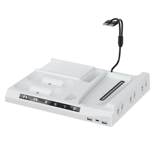 For Slim Multi-Function Cooling Base Console Universal Base with Disc Storage Rack and Three Wind Speed Settings