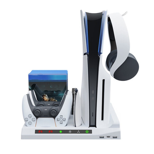 For Slim Multi-Function Cooling Base Console Universal Base with Disc Storage Rack and Three Wind Speed Settings 1