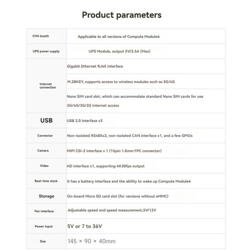 CM4 Industrial Expansion Module with UPS Module 4G Module CM4-IO-WIRELESS-BASE for CM4 EU Plug 2