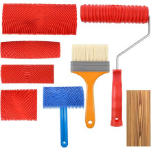 7Pcs Wood Grain Tool Set, DIY Rubber Wood Grain Painting Tools,7.08" Faux Wooden Textured Paint Roller for Wall Room Art