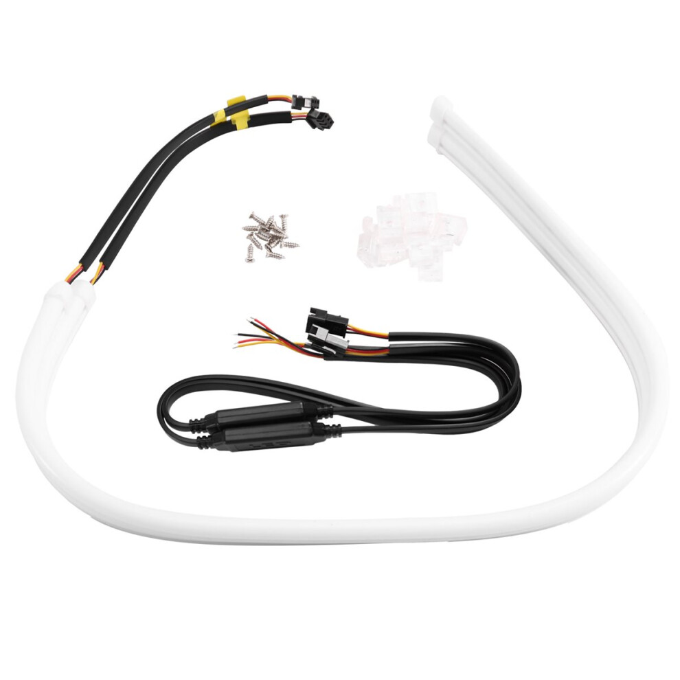 60Cm Super Bright Sequential Led Flexible Daytime Running Drl Strip Tube Switchback Headlight + White/Yellow 4854128942102