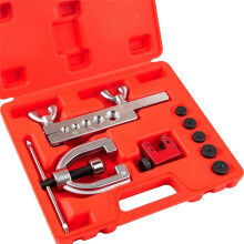 Brake Line Flaring Tool Kit with 5 Adapter, 45 Degrees, Double & Single Flaring Tool Kit for Brass Tubing, Copper
