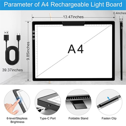 Rechargeable A4 Copy Tracing Light Pad with Type-C Port, Ultra-Thin Light Board, Led Light Table 1