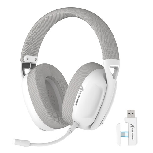 ATTACK L80PRO Wireless Gaming Headset, Bluetooth 2.4G Triple Mode Headset with 20ms Low Latency, 40mm Drivers White
