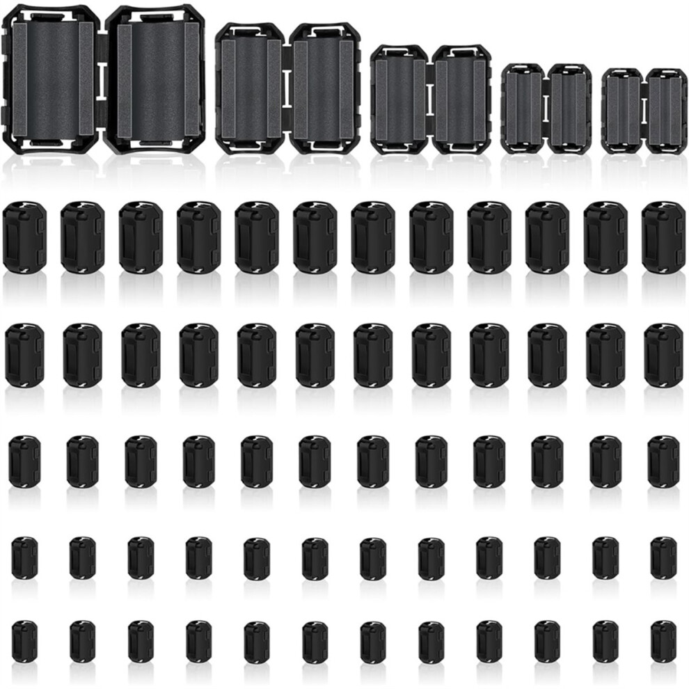 60Pcs Ferrite Chokes Ferrite Beads Snap On Rfi Noise Suppressor Cable Clip For 3.5Mm 5Mm 7Mm 9Mm 13Mm Diameter Cable 4854128910842