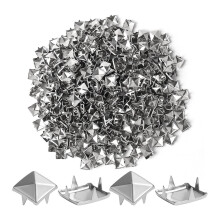 1000 Pieces 10mm Silver Studs for Clothing Four-Jaw Square Spikes for Crafts Punk Metal Spike Studs for Leather Jacket