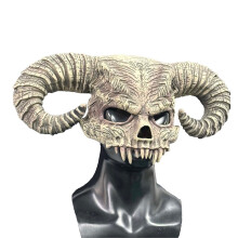 Realistic Bull Horn Latex Mask Horror Ox Horn Hood Masquerade Halloween Cosplay Costume Skull Masks Adult Props