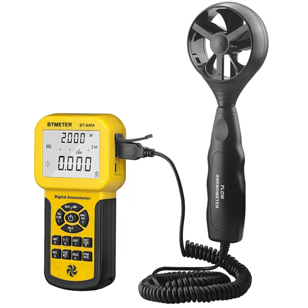 Digital Anemometer, HVAC Tachometer, Wind Speed Meter, Measures Wind Speed Temperature Air Velocity CFM