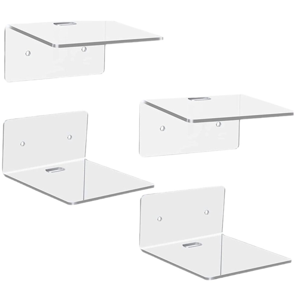 4Pc Acrylic Floating Shelves Wall Shelves Small Clear Shelf Display Ledges Hanging Shelves For Smart Speaker Action 4854138047729