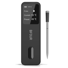 Wireless Meat Bluetooth Probe Rechargeable Food with LCD Screen & Booster for BBQ Oven Rotisserie