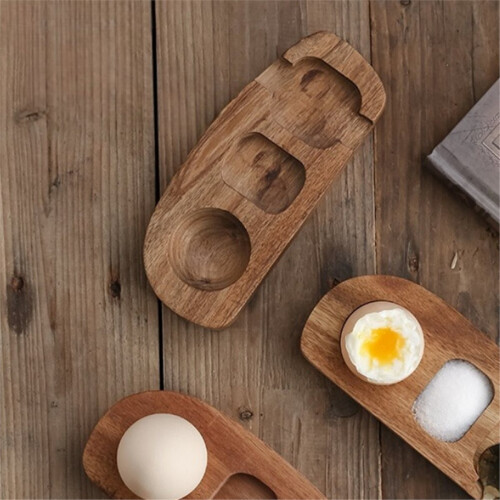 Wooden Egg Tray -Egg Cup Holder, Ideal for Kitchen & Dining 2