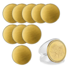 10 Pcs Brass Coins Blanks for Custom , 40mm with Threaded Edge, Acrylic Protection for Engraving