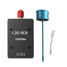 1.2GHz 10W VTX 9 Channels FPV Audio Video Transmitter 13V-36V 2-8S with Antenna for FPV RC Long Range Drone