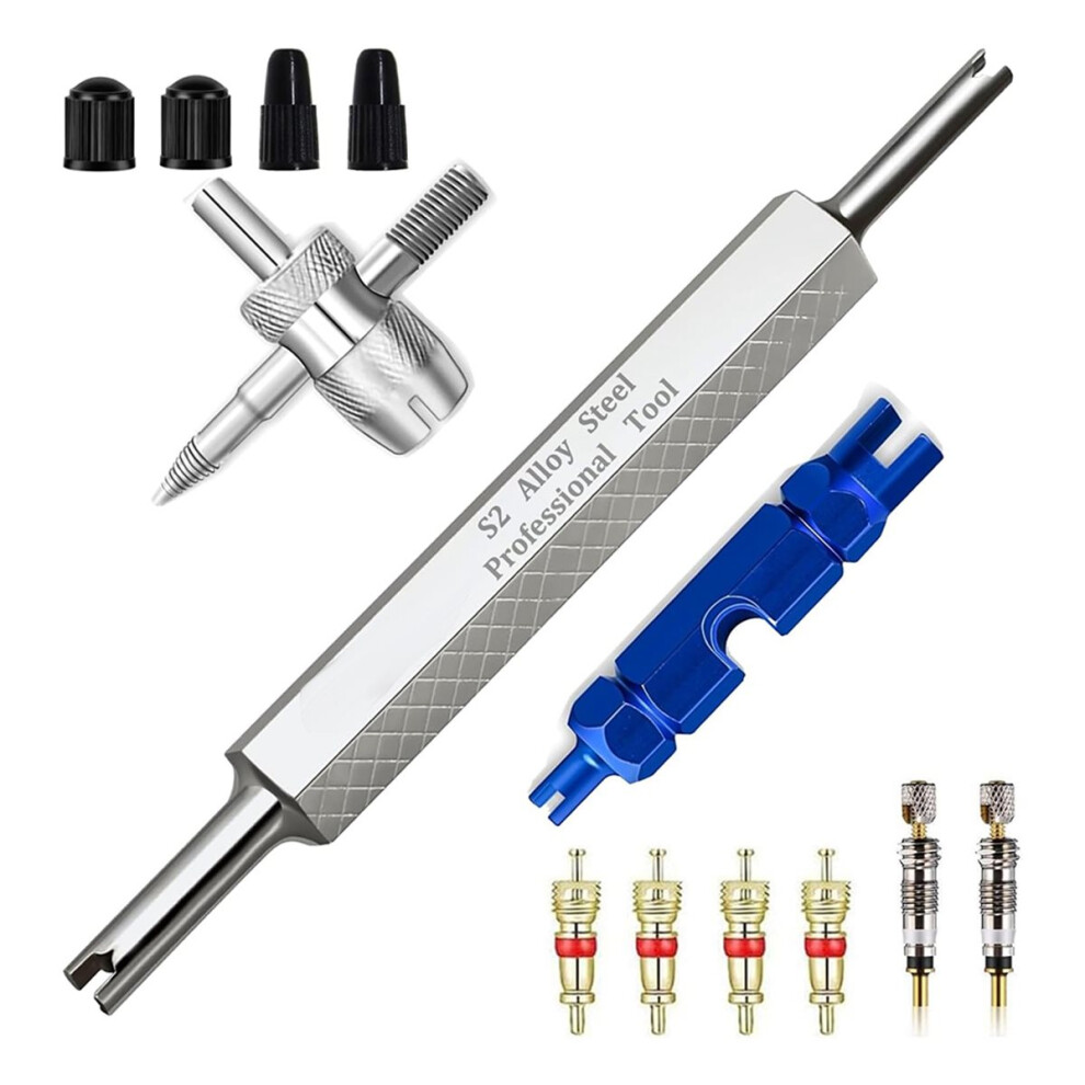 Tire Valve Stem Removal Tool Kit, R134a R12 A/C Schrader Valve Stem Core Remover Tool For Car Bicycle Tyre Rv Truck 4854138074497