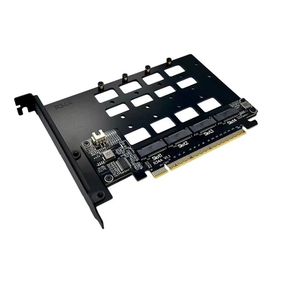 R34a Pcie 5.0 Gen5 X16 To 4-Port Card M.2 Nvme Hard Drive Split Adapter Expansion Card 128Gbps 4-Disks Split Adapter 4854138087770