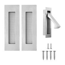 Pocket Door Handles and Edge Pull Matte , Handles Hardware ,Recessed Finger Flush Pulls 3pcs Silver