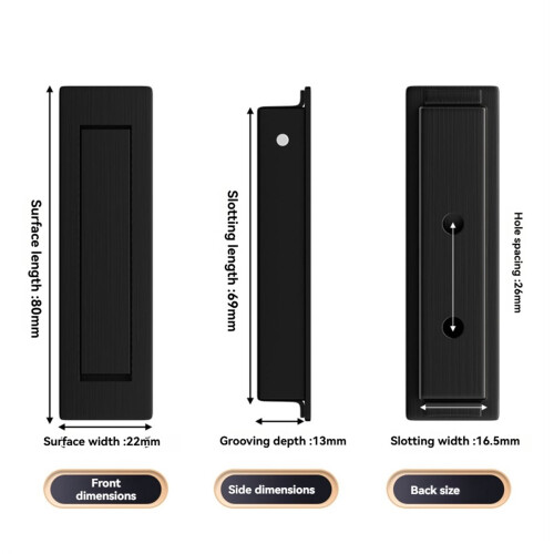 Pocket Door Handles and Edge Pull Matte , Handles Hardware ,Recessed Finger Flush Pulls 3pcs Silver 1