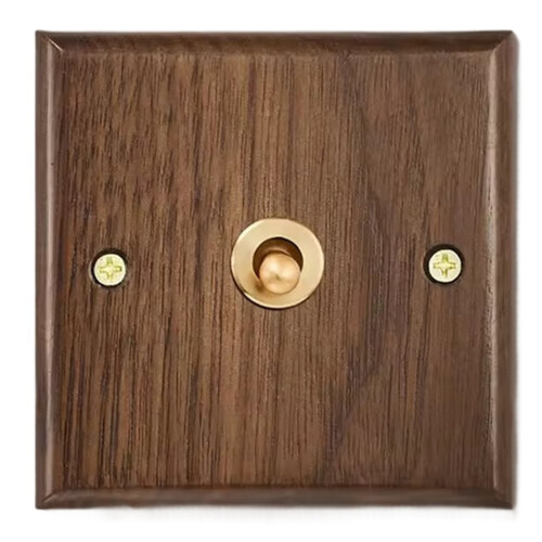 Retro Walnut Wall Toggle Switch Panel 1-4Gang 2Way Solid Wood Double Universal Electrical Power Outlet C