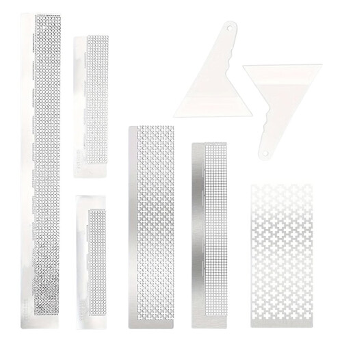 8Pcs Ruler Set with Stainless Steel Mesh & Fixing Tools for DIY Kits