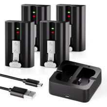 4-Pack Replacement Battery for Ring Doorbell - 6040mAh Rechargeable Camera Batteries with Charger Station for Ring