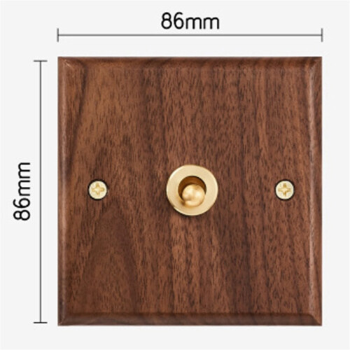 Retro Walnut Wall Toggle Switch Panel 1-4Gang 2Way Solid Wood Double Universal Electrical Power Outlet A 2