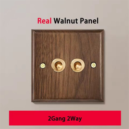 Retro Walnut Wall Toggle Switch Panel 1-4Gang 2Way Solid Wood Double Universal Electrical Power Outlet A 1