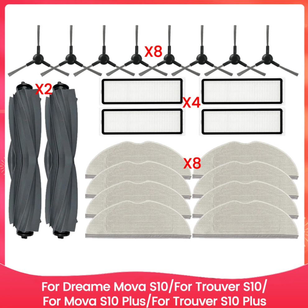 For Dreame Mova S10/Trouver S10/Mova S10 Plus/Trouver Plus Replacement Part Main Side Brush Hepa Filter Mop Cloth 4853553145812